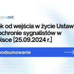 Rok od wejścia w życie Ustawy o ochronie sygnalistów w Polsce [25.09.2024 r.] - podsumowanie