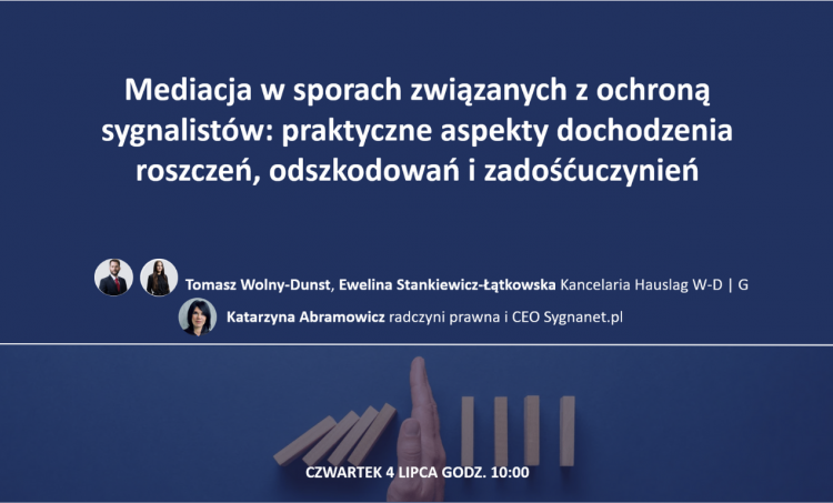 Sygnaliści i mediacja – nowe podejście do rozwiązywania konfliktów [webinar]