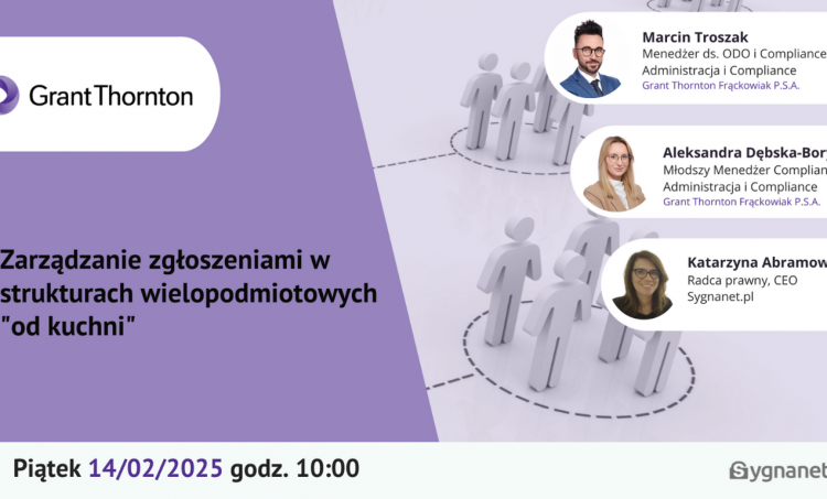 Sygnaliści – zarządzanie zgłoszeniami w strukturach wielopodmiotowych [webinar]